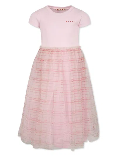 Marni Kids' Short Sleeve Dress In Pink