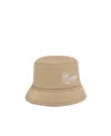 Marni Beige Linen And Cotton Bucket Hat With  Embroidery In Nude