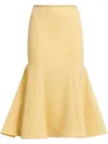 Marni Logo-embroidered Flared-hem Midi Skirt In Yellow