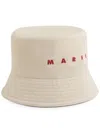 Marni Logo-embroidered Gabardine Bucket Hat In Neutrals
