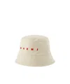 Marni Logo-embroidered Gabardine Bucket Hat In Nude
