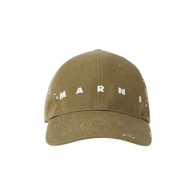 Pre-owned Marni Logo Embroidered Hat 'beige' In Brown