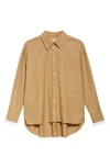 Marni Logo Embroidered High-low Button-up Shirt In Tan