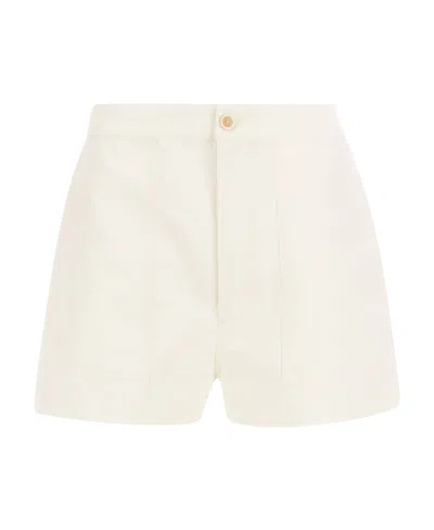 Marni Logo-embroidered High-waist Shorts In White