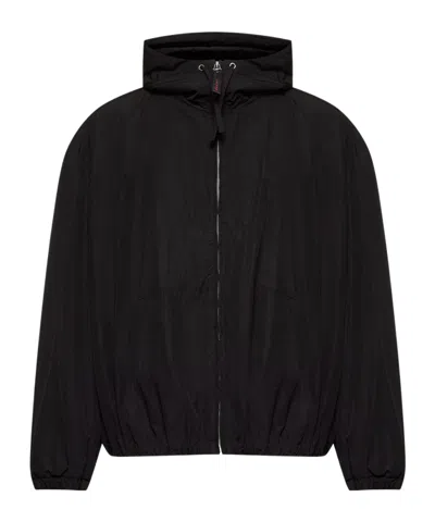 Marni Logo Embroidered Hooded Jacket In Black