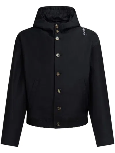 Marni Logo-embroidered Hooded Jacket In Schwarz