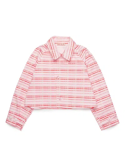 Marni Kids' Logo-embroidered Jacket In White