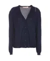 Marni Blue Silk And Wool Blend Cardigan With Contrasting Back Panel In Blue