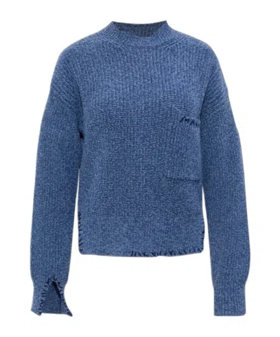 Marni Logo Embroidered Knitted Jumper In Blue