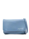 Marni Logo-embroidered Leather Belt Bag In Blue