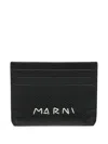 Marni Textured Cardholder With Distinctive Logo In Black