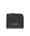 Marni Logo-embroidered Leather Cardholder In Black