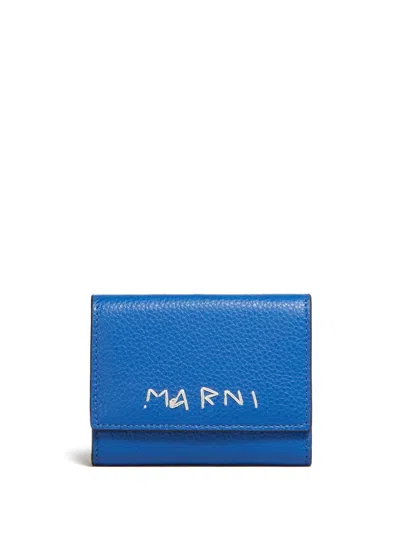 Marni Logo-embroidered Key Holder In Blue