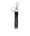 Marni Logo-embroidered Leather Keyring In Black