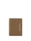 Marni Logo-embroidered Leather Wallet In Brown