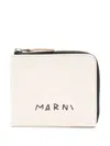 Marni Logo-embroidered Leather Wallet In White