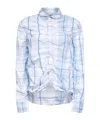 Marni Logo Embroidered Long-sleeved Shirt In Blue
