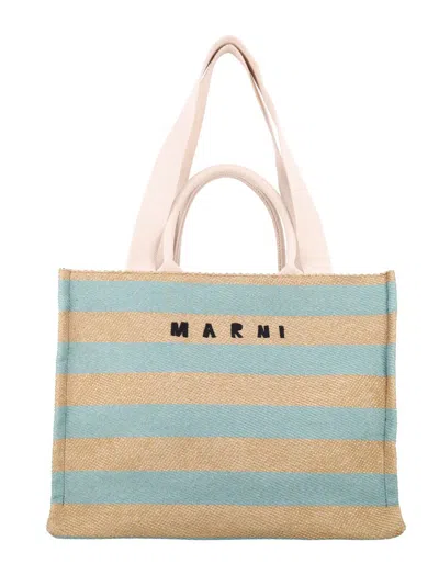 Marni Logo Embroidered Medium Tote Bag In Multi