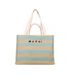 Marni Striped Dual Handle Tote Bag In Nude