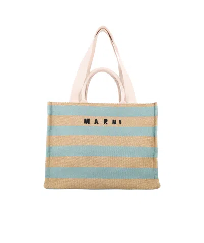 MARNI MARNI LOGO EMBROIDERED MEDIUM TOTE BAG