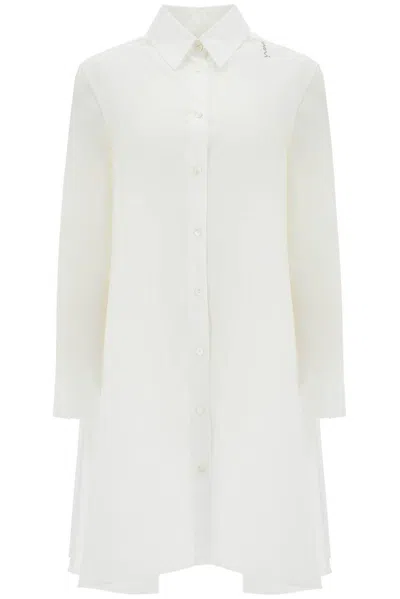 Marni Logo-embroidered Shirt Dress In White