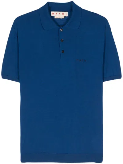 Marni Short Sleeve Polo Shirt In Blue