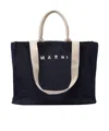 Marni Rectangular Tote Bag With Woven Texture And 2 Handles In Black
