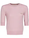 Marni Logo-embroidered Round-neck Top In Pink