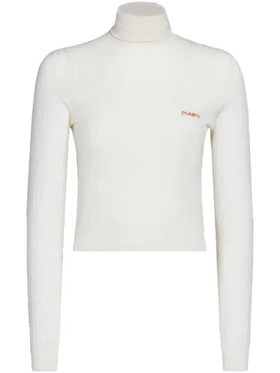 MARNI LOGO-EMBROIDERED RIBBED JUMPER