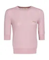 Marni Logo-embroidered Round-neck Top In Pink
