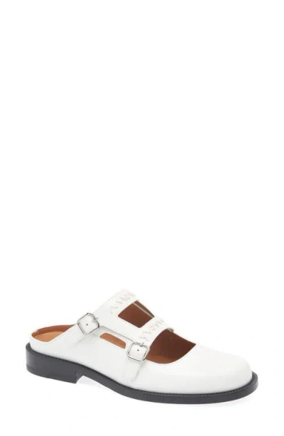 Marni White Leather Bambi 3.0 Loafer With Double Buckle In 00w02 Natural White