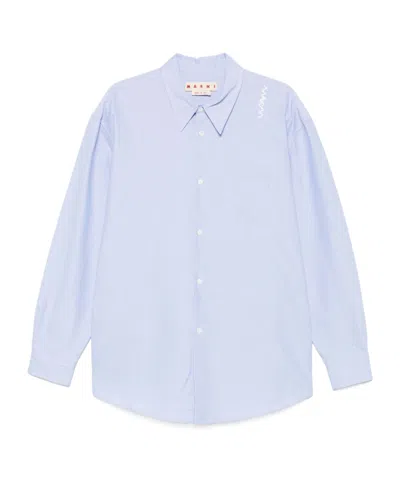 MARNI MARNI LOGO EMBROIDERED OXFORD SHIRT