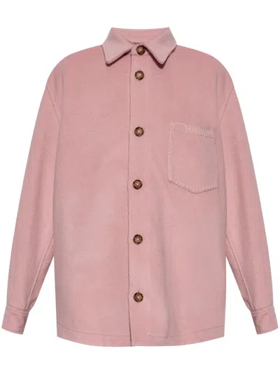 Marni Logo-embroidered Shirt Jacket In Pink