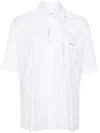 Marni Short Sleeves Cotton Poplin Shirt With Embroidered Chest Pocket In White