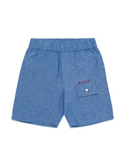 Marni Babies' Logo-embroidered Shorts In Blue