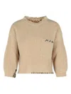Marni Logo-embroidered Side-split Sweater In Neutral