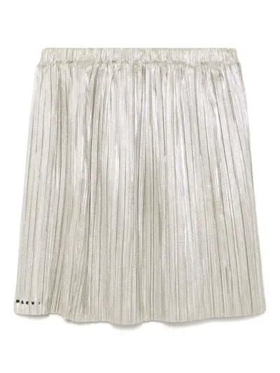 Marni Kids' Logo-embroidered Skirt In Silver