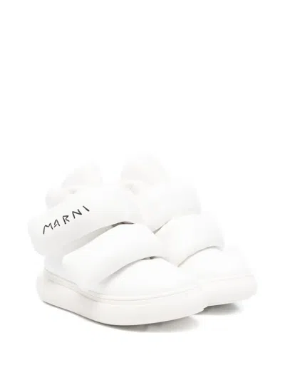 Marni Kids' Logo-embroidered Sneakers In White