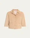 Marni Logo-embroidered Suede Jacket In Peach