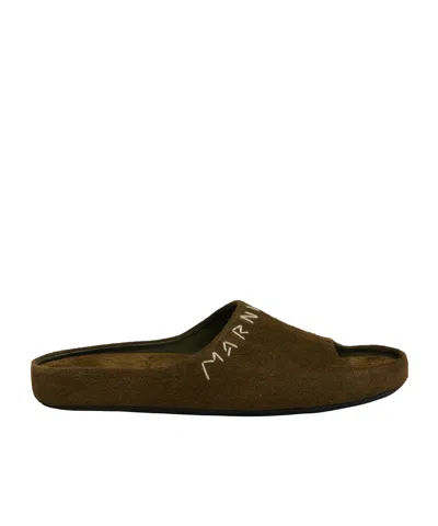 MARNI MARNI LOGO-EMBROIDERED OPEN TOE SLIDES