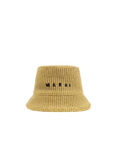 MARNI MARNI LOGO EMBROIDERED BUCKET HAT