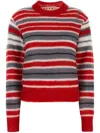 Marni Striped Mohair Blend Crewneck Sweater In Red