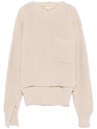 Marni Logo-embroidered Sweater In Brown