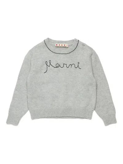 Marni Babies' Logo-embroidered Sweater In Gray