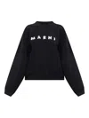 Marni Relaxed Fit Black Sweatshirt With Textured Logo In Black