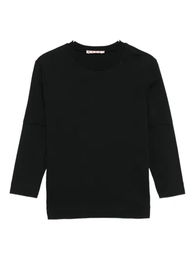 Marni Kids' Logo-embroidered T-shirt In Black