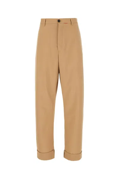 Marni Tan Wide-leg Trousers In Biscuit