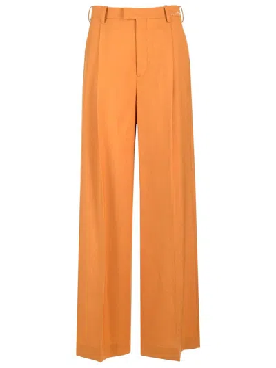 Marni Logo Embroidered Tailored Trousers In Orange
