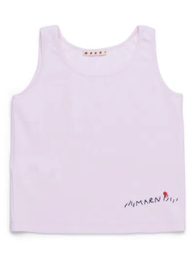 Marni Kids' Logo-embroidered Tank Top In Pink