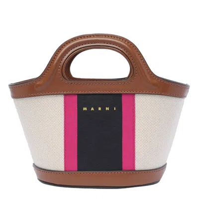 Marni Logo Embroidered Top Handle Bag In Multicolour
